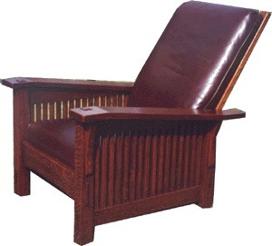 Gustav Stickley Inspired Slant Arm Spindle Reclining Morris Chair